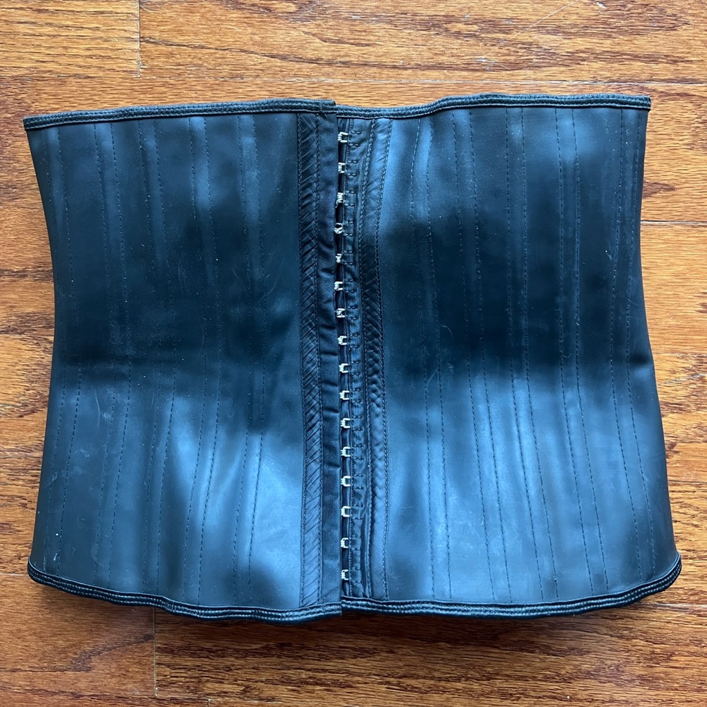 Black Waist Trainer Corset with Front Hooks